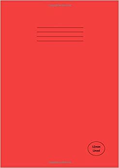 A4 Exercise Book 12mm Lined: 100 Page, 90gsm White Paper, Feint Ruled With Margin, Writing Notebook For Children | Perfect For School And Home Use - Red Cover