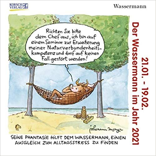 Wassermann Mini 2021: Sternzeichenkalender-Cartoon - Minikalender im praktischen quadratischen Format 10 x 10 cm.
