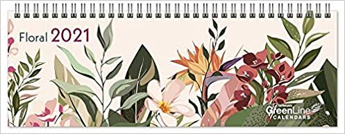 GreenLine Floral 2021 - Tischquerkalender - Tischkalender - Blumen - 29,7x10,5 indir