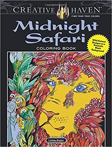 Creative Haven Midnight Safari Coloring Book: Wild Animal Designs on a Dramatic Black Background (Adult Coloring) (Creative Haven Coloring Books) indir