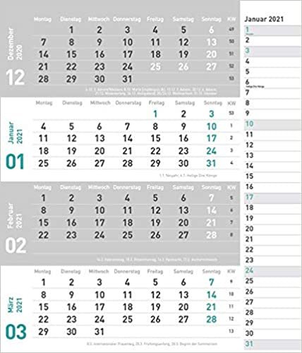 times&more 4-Monatsplaner in türkis - 4-Monatskalender 2021 mit Datumsschieber - Bürokalender mit praktischer Notizspalte - Format 30 x 35 cm indir