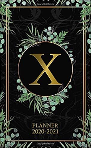 X 2020-2021 Planner: Tropical Floral Two Year 2020-2021 Monthly Pocket Planner | 24 Months Spread View Agenda With Notes, Holidays, Password Log & Contact List | Nifty Gold Monogram Initial Letter X indir