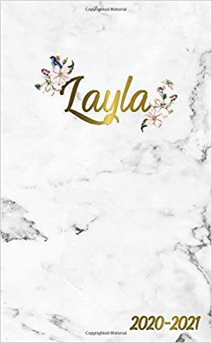 Layla 2020-2021: 2 Year Monthly Pocket Planner & Organizer with Phone Book, Password Log and Notes | 24 Months Agenda & Calendar | Marble & Gold Floral Personal Name Gift for Girls and Women