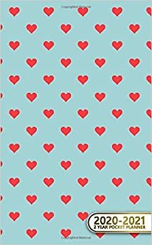 2020-2021 2 Year Pocket Planner: 2 Year Pocket Monthly Organizer & Calendar | Pretty Turquoise Two-Year (24 months) Agenda With Phone Book, Password Log and Notebook | Cute Red Heart Print indir
