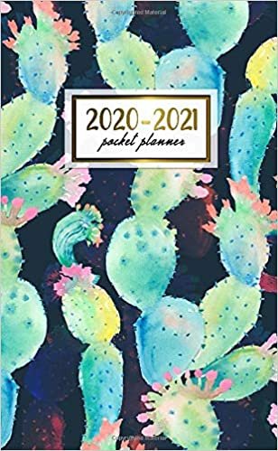 2020-2021 Pocket Planner: Cute Two-Year (24 Months) Monthly Pocket Planner & Agenda | 2 Year Organizer with Phone Book, Password Log & Notebook | Nifty Cactus Watercolor Pattern