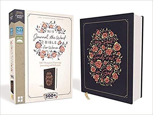NIV, Journal the Word Bible for Women, Cloth Over Board, Navy, Red Letter Edition, Comfort Print: 500+ Prompts to Encourage Journaling and Reflection