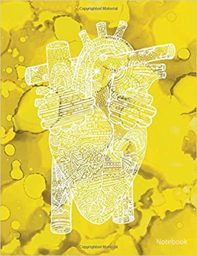 Notebook: Anatomical Heart on Yellow Background