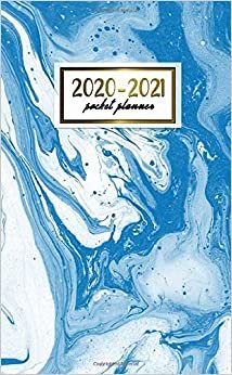 2020-2021 Pocket Planner: 2 Year Pocket Monthly Organizer & Calendar | Pretty Two-Year (24 months) Agenda With Phone Book, Password Log and Notebook | Nifty Blue Ebru Marble