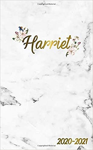 Harriet 2020-2021: 2 Year Monthly Pocket Planner & Organizer with Phone Book, Password Log and Notes | 24 Months Agenda & Calendar | Marble & Gold Floral Personal Name Gift for Girls and Women