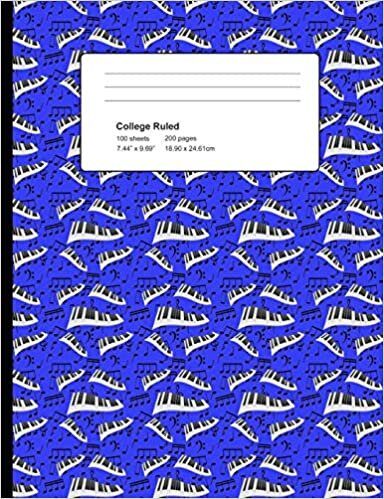 College Ruled 200 Pages: Dark Blue Piano Notes Composition Notebook, Music Lover College Composition Book, Notebook For Musicians, Pianists, Keyboard Players