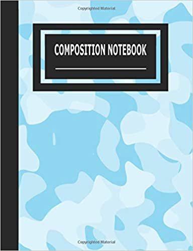Composition Notebook: Wide Rule Writing Journal For Kids In Elementary Kinder, Grade 1 to 6 - Camouflage Military Sea-Blue