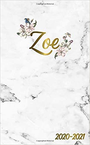 Zoe 2020-2021: 2 Year Monthly Pocket Planner & Organizer with Phone Book, Password Log and Notes | 24 Months Agenda & Calendar | Marble & Gold Floral Personal Name Gift for Girls and Women