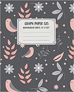 Graph Paper 5x5: School Exercise Book - Quad Ruled 100 Sheets 7.5” x 9.25” - Math & Science Composition Notebook Journal