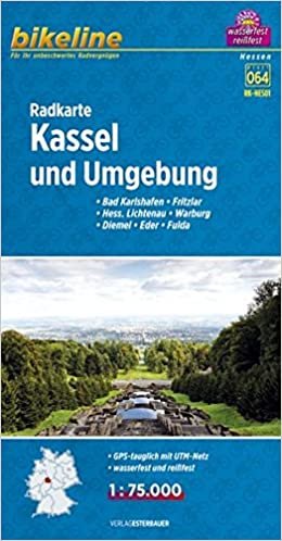 Kassel and surroundings cycle map GPS r/v wp