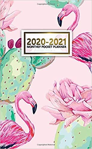 2020-2021 Monthly Pocket Planner: 2 Year Pocket Monthly Organizer & Calendar | Cute Pink Two-Year (24 months) Agenda With Phone Book, Password Log and Notebook | Vintage Cactus & Flamingo Print indir