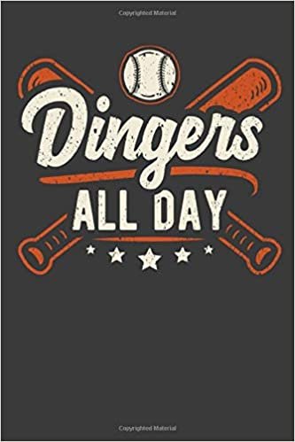 Dingers All Day: Baseball Wide Ruled Lined Journal Notebook