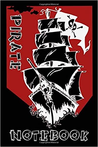 Pirate Notebook - Skeleton Ship - Black - Red - White - College Ruled