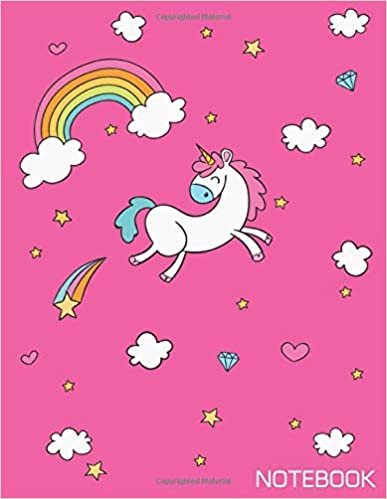Unicorn Notebook: Cute Unicorn on Pink Background for Girls (8.5 x 11 Inches) indir