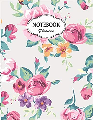 Notebook: Pink Watercolor Flowers (8.5 x 11 Inches) 110 Pages indir