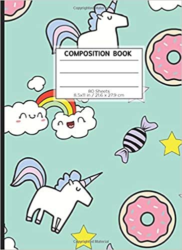 COMPOSITION BOOK 80 SHEETS 8.5x11 in / 21.6 x 27.9 cm: A4 Lined Ruled Rimmed Notebook | "Happy Unicorn" | Workbook for s Kids Students Boys | Notes School College | Grammar | Languages
