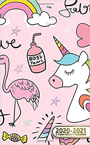 2020-2021 Pocket Planner: Cute Two-Year (24 Months) Monthly Pocket Planner & Agenda | 2 Year Organizer with Phone Book, Password Log & Notebook | Adorable Unicorn, Donut & Flamingo Print indir