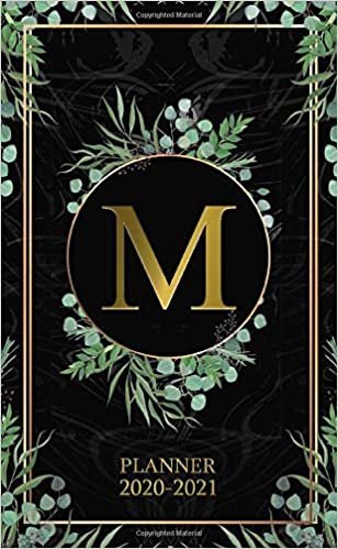 M 2020-2021 Planner: Tropical Floral Two Year 2020-2021 Monthly Pocket Planner | 24 Months Spread View Agenda With Notes, Holidays, Password Log & Contact List | Nifty Gold Monogram Initial Letter M
