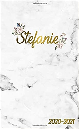 Stefanie 2020-2021: 2 Year Monthly Pocket Planner & Organizer with Phone Book, Password Log and Notes | 24 Months Agenda & Calendar | Marble & Gold Floral Personal Name Gift for Girls and Women