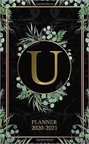 U 2020-2021 Planner: Tropical Floral Two Year 2020-2021 Monthly Pocket Planner | 24 Months Spread View Agenda With Notes, Holidays, Password Log & Contact List | Nifty Gold Monogram Initial Letter U