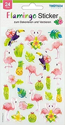 Dekorative Sticker "Flamingo" 24 Stück mit Geloptik indir