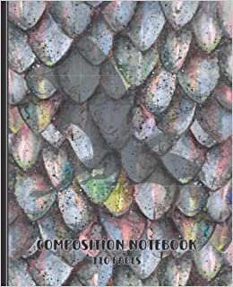 Composition Notebook 110 pages.: Blue Watercolor Dragon Scales - 7.5 x 9.25 in. with Wide Ruled Pages.