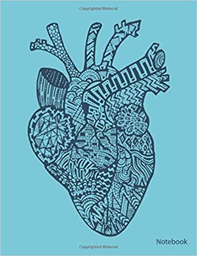 Notebook: Anatomical Heart on Blue Background
