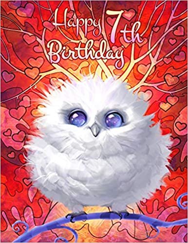 Happy 7th Birthday: Pretty Snow Owl Sketch Book for Kids. Perfect for Doodling, Drawing and Sketching. Way Better Than a Birthday Card! indir