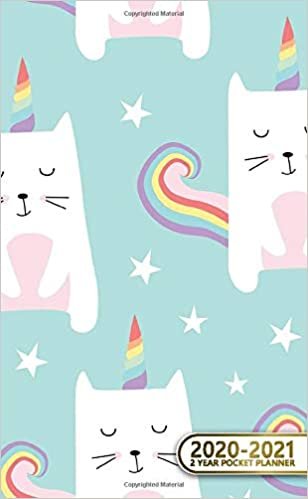 2020-2021 2 Year Pocket Planner: 2 Year Pocket Monthly Organizer & Calendar | Pretty Two-Year (24 months) Agenda With Phone Book, Password Log and Notebook | Cute Caticorn & Unicorn Print