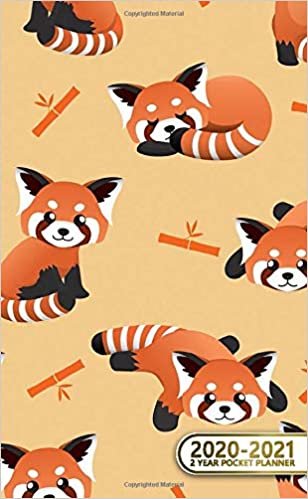 2020-2021 2 Year Pocket Planner: 2 Year Pocket Monthly Organizer & Calendar | Two-Year (24 months) Agenda With Phone Book, Password Log and Notebook | Cute Red Panda Bear & Bamboo Pattern