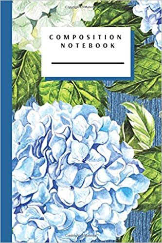 Composition Notebook: Watercolor Flowers Blue Writing Notes Journal Wide Ruled Paper (6x9, 110 Lined Pages)