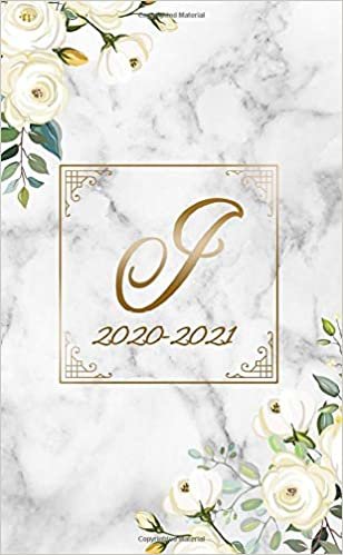 2020-2021: Nifty Marble & Gold Monogram Initial Letter ''I'' Two Year Monthly Pocket Planner | Cute Floral 2 Year (24 Months) Agenda & Organizer With Notes, Contact List and Password Log.