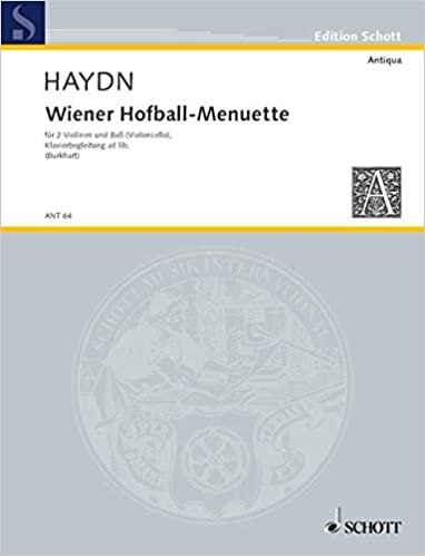 Wiener Hofball-Menuette: Hob.IX: 11 Nr. 2-12. 2 Violinen und Bass (Violoncello); Klavier ad libitum. Partitur und Stimmen. (Antiqua)