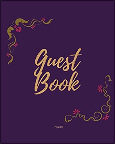 Guest Book - Golden Frame #5 on Pink Paper