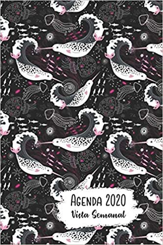 Agenda 2020 Vista Semanal: 12 Meses Programacion Semanal Calendario en Espanol Diseno Narval y Medusas