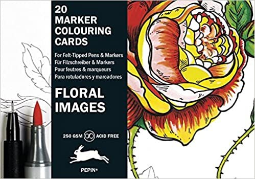 Floral Images: Marker Colouring Card Book (Multilingual Edition): 20 marker colouring cards