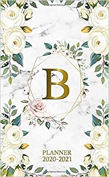 B 2020-2021 Planner: Marble Gold Floral Two Year 2020-2021 Monthly Pocket Planner | 24 Months Spread View Agenda With Notes, Holidays, Password Log & Contact List | Monogram Initial Letter B indir