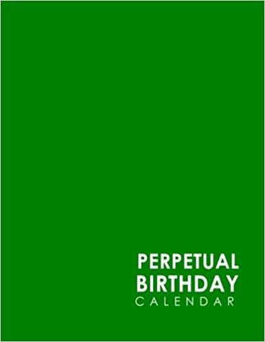 Perpetual Birthday Calendar: Event Calendar Record All Your Important Celebrations Easily, Never Forget Birthday’s Or Anniversaries Again, Minimalist Green Cover: Volume 18 indir