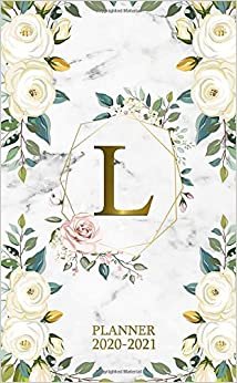 L 2020-2021 Planner: Marble Gold Floral Two Year 2020-2021 Monthly Pocket Planner | 24 Months Spread View Agenda With Notes, Holidays, Password Log & Contact List | Monogram Initial Letter L