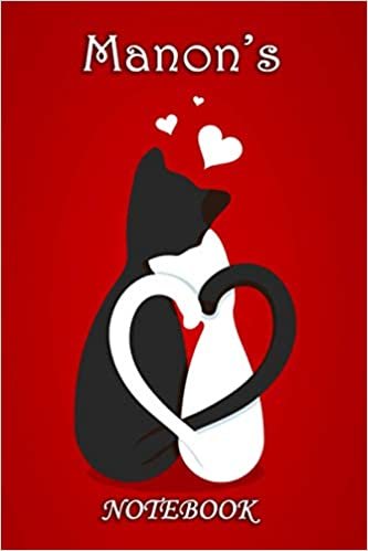 Manon's Notebook: Manon Personalised Custom Name Notebook - Cat Couple Heart