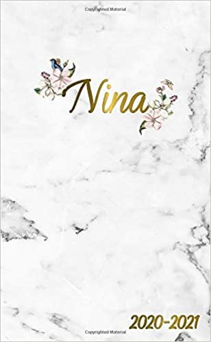 Nina 2020-2021: 2 Year Monthly Pocket Planner & Organizer with Phone Book, Password Log and Notes | 24 Months Agenda & Calendar | Marble & Gold Floral Personal Name Gift for Girls and Women indir