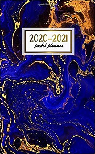 2020-2021 Pocket Planner: Nifty Two-Year (24 Months) Monthly Pocket Planner & Agenda | 2 Year Organizer with Phone Book, Password Log & Notebook | Cute Blue & Gold Acrylic Marble