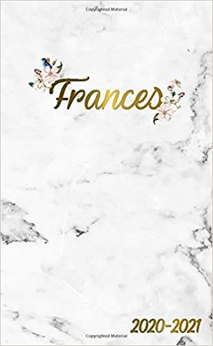 Frances 2020-2021: 2 Year Monthly Pocket Planner & Organizer with Phone Book, Password Log and Notes | 24 Months Agenda & Calendar | Marble & Gold Floral Personal Name Gift for Girls and Women