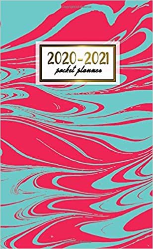 2020-2021 Pocket Planner: 2 Year Pocket Monthly Organizer & Calendar | Cute Two-Year (24 months) Agenda With Phone Book, Password Log and Notebook | Turquoise & Red Ebru Marble