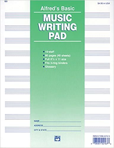 10 Stave Music Writing Pad: Loose Pages (3-Hole Punched for Ring Binders) indir