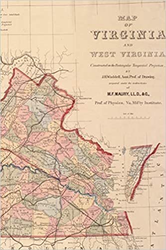 1869 Map of Virginia and West Virginia - A Poetose Notebook / Journal / Diary (50 pages/25 sheets) (Poetose Notebooks) indir